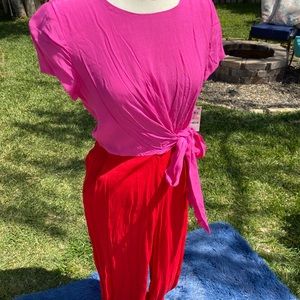 Pink & Red Jumpsuit